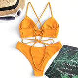 Sexy Bandage Bikini 2020 Swimsuit Swimwear Women Thong Push Up Bikinis Set women's swimming suit - Sellve