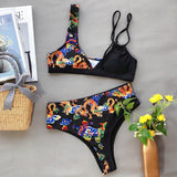 Sexy Women High Waist Bikini Swimsuit Swimwear Female Bandeau Thong Brazilian Biquini Bikini Set Bathing Suit Bather - Sellve