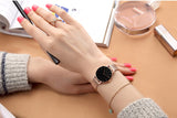 Women Watch 1 set Bracelet Japan Quartz Movement Simple Waterproof Rose Gold Stainless Steel Mesh Ladies watch - Sellve