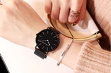 Women Watch 1 set Bracelet Japan Quartz Movement Simple Waterproof Rose Gold Stainless Steel Mesh Ladies watch - Sellve