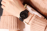 Women Watch 1 set Bracelet Japan Quartz Movement Simple Waterproof Rose Gold Stainless Steel Mesh Ladies watch - Sellve