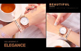 Women Watch 1 set Bracelet Japan Quartz Movement Simple Waterproof Rose Gold Stainless Steel Mesh Ladies watch - Sellve