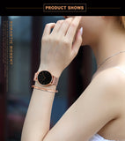 Women Watch 1 set Bracelet Japan Quartz Movement Simple Waterproof Rose Gold Stainless Steel Mesh Ladies watch - Sellve