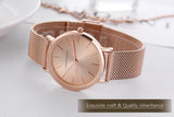 Women Watch 1 set Bracelet Japan Quartz Movement Simple Waterproof Rose Gold Stainless Steel Mesh Ladies watch - Sellve