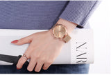 Women Watch 1 set Bracelet Japan Quartz Movement Simple Waterproof Rose Gold Stainless Steel Mesh Ladies watch - Sellve