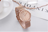 Women Watch 1 set Bracelet Japan Quartz Movement Simple Waterproof Rose Gold Stainless Steel Mesh Ladies watch - Sellve