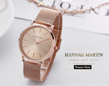 Women Watch 1 set Bracelet Japan Quartz Movement Simple Waterproof Rose Gold Stainless Steel Mesh Ladies watch - Sellve