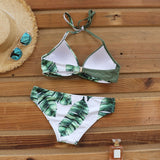 Sexy Push Up Bikinis Set Swimwear Women Swimsuits Bathing Suit Women Halter biquini Leaf Print Beach Wear Bikini - Sellve