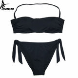 Solid Women Swimsuit  Brazilian Cut Bottom Bikini Set Push Up Swimwear Femme Bathing Suits Sport Beach Wear - Sellve