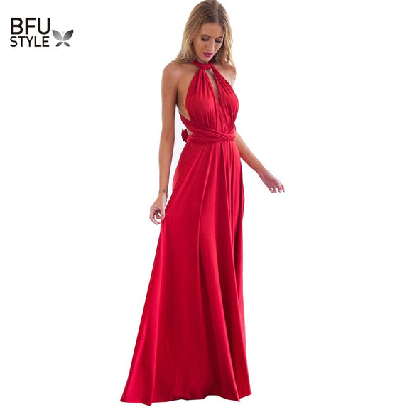 Sexy Women Multiway Wrap Convertible Boho Maxi Club Red Dress Bandage Long Dress Party Bridesmaids - Sellve