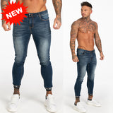 Men Elastic Waist Skinny Jeans Men Stretch Ripped Pants Streetwear Mens Denim Jeans Blue - Sellve