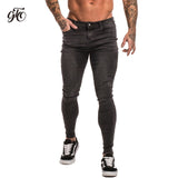 Men Elastic Waist Skinny Jeans Men Stretch Ripped Pants Streetwear Mens Denim Jeans Blue - Sellve