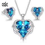 Women Necklace Earrings Jewelry Set Embellished With Crystals from Swarovski Women Heart Pendant Stud Fashion Jewelry Gift - Sellve