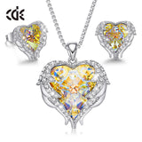 Women Necklace Earrings Jewelry Set Embellished With Crystals from Swarovski Women Heart Pendant Stud Fashion Jewelry Gift - Sellve