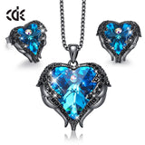 Women Necklace Earrings Jewelry Set Embellished With Crystals from Swarovski Women Heart Pendant Stud Fashion Jewelry Gift - Sellve