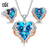 Women Necklace Earrings Jewelry Set Embellished With Crystals from Swarovski Women Heart Pendant Stud Fashion Jewelry Gift - Sellve