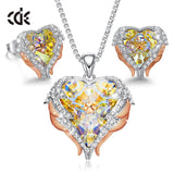 Women Necklace Earrings Jewelry Set Embellished With Crystals from Swarovski Women Heart Pendant Stud Fashion Jewelry Gift - Sellve