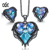 Women Necklace Earrings Jewelry Set Embellished With Crystals from Swarovski Women Heart Pendant Stud Fashion Jewelry Gift - Sellve