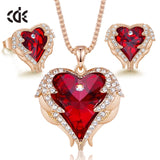 Women Necklace Earrings Jewelry Set Embellished With Crystals from Swarovski Women Heart Pendant Stud Fashion Jewelry Gift - Sellve