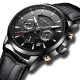 New Fashion Men Watches Analog Quartz Wristwatches 30M Waterproof Chronograph Sport Date Leather Band Watches - Sellve