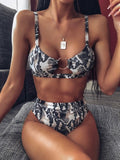 Sexy Snake Print Bikini set High waist Swimwear Women Hollow out Swimsuit Female Brazilian Bikini Bathers bathing suit - Sellve