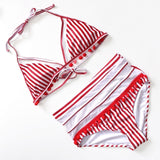 Sexy Halter Retro Mesh Hollow Out String Biquini Bathing Suit Female Swimsuit High Waist Plus Size Swimwear - Sellve