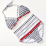 Sexy Halter Retro Mesh Hollow Out String Biquini Bathing Suit Female Swimsuit High Waist Plus Size Swimwear - Sellve