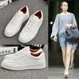 Fashion White Split Leather Women Chunky Sneakers White Shoes - Sellve