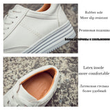 Fashion White Split Leather Women Chunky Sneakers White Shoes - Sellve