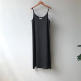 Women solid color midi dress strap adjust sleeveless 2020 korean fashion lady elegant dresses - Sellve