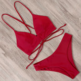 Sexy Bandage Bikini 2020 Swimsuit Swimwear Women Thong Push Up Bikinis Set women's swimming suit - Sellve