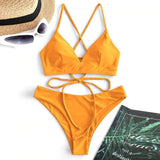 Sexy Bandage Bikini 2020 Swimsuit Swimwear Women Thong Push Up Bikinis Set women's swimming suit - Sellve