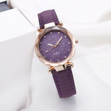 Casual Women Romantic Starry Sky Wrist Watch Leather Rhinestone Designer Ladies Clock Simple Dress Gfit - Sellve