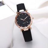 Casual Women Romantic Starry Sky Wrist Watch Leather Rhinestone Designer Ladies Clock Simple Dress Gfit - Sellve