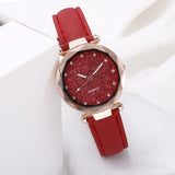 Casual Women Romantic Starry Sky Wrist Watch Leather Rhinestone Designer Ladies Clock Simple Dress Gfit - Sellve