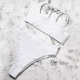 Sexy Bikinis Solid Push Up Bikini Hot Sale Padded Bra Straps High Waist Swimsuit Female Swimwear - Sellve