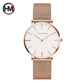 Women Watches Top Brand Luxury Japan Quartz Movement Stainless Steel Sliver White Dial Waterproof Wristwatches - Sellve