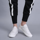 Men Casual Shoes Luxury Brand Fashion Black White Sneakers Men 100% COw Leather Breathable Soft Walking Footwear - Sellve