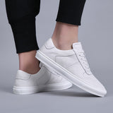 Men Casual Shoes Luxury Brand Fashion Black White Sneakers Men 100% COw Leather Breathable Soft Walking Footwear - Sellve