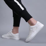 Men Casual Shoes Luxury Brand Fashion Black White Sneakers Men 100% COw Leather Breathable Soft Walking Footwear - Sellve