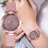 Casual Women Romantic Starry Sky Wrist Watch Leather Rhinestone Designer Ladies Clock Simple Dress Gfit - Sellve