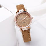 Casual Women Romantic Starry Sky Wrist Watch Leather Rhinestone Designer Ladies Clock Simple Dress Gfit - Sellve