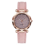 Casual Women Romantic Starry Sky Wrist Watch Leather Rhinestone Designer Ladies Clock Simple Dress Gfit - Sellve