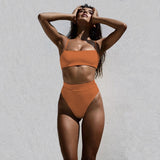 Sexy Bikinis Solid Push Up Bikini Hot Sale Padded Bra Straps High Waist Swimsuit Female Swimwear - Sellve