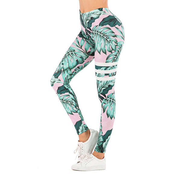 Sexy Women Legging leaf Printing Fitness leggins Fashion Slim legins High Waist Leggings Woman Pants - Sellve