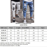 3 Styles Men Stretchy Ripped Skinny Biker Embroidery Print Jeans Destroyed Hole Taped Slim Fit Denim Scratched High Quality Jean - Sellve