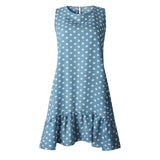 Wave Point Dress Ruffle Women Spring Summer Street Sexy Casual Slim Thin Beach Party O Neck Mini Polka Dot Dress - Sellve