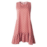 Wave Point Dress Ruffle Women Spring Summer Street Sexy Casual Slim Thin Beach Party O Neck Mini Polka Dot Dress - Sellve