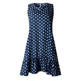 Wave Point Dress Ruffle Women Spring Summer Street Sexy Casual Slim Thin Beach Party O Neck Mini Polka Dot Dress - Sellve