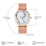 Fashion Rose Gold Mesh Band Creative Marble Female Wrist Watch Luxury Women Quartz Watches - Sellve